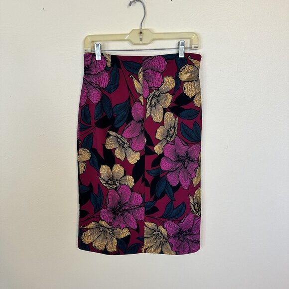 Worthington Womens Floral Pencil Skirt Size 10 Zipper Front Tropical Bold Pink - Picture 4 of 4